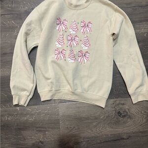 Cream Graphic Women Sweater